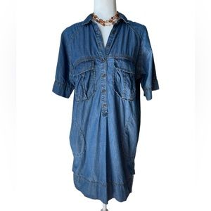 Banana Republic Chambray Denim 3/4 Sleeve Collared Dress Size Small